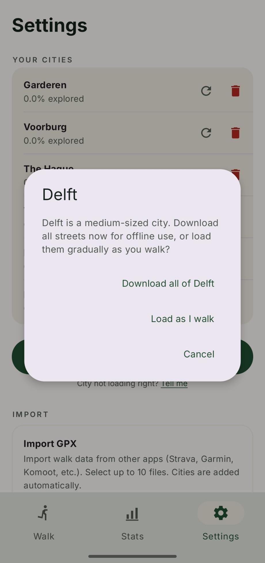 The medium-sized city download choice in CityWalker